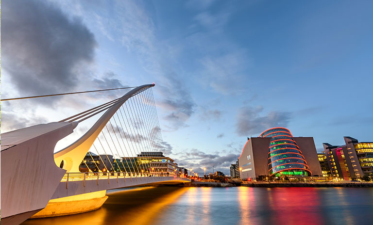 Photograph of the Samuel Beckett Bridge and Convention Centre in Dublin City