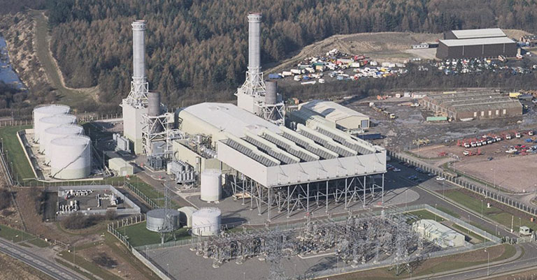 Photograph of a power station taken from above