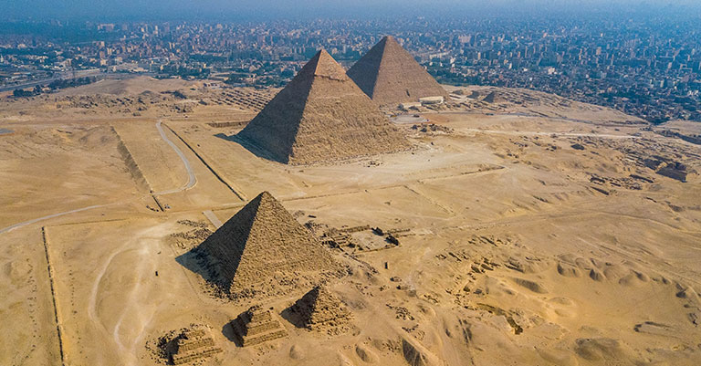 Photograph of two pyramids in Egypt